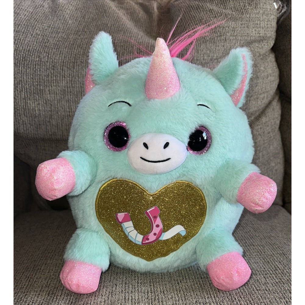Zuru Rainbocorns Unicorn Plush 12" Glitter Heart‎ & Horseshoe Mint Green Pink